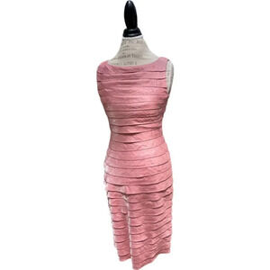 Stunning Vintage Victor Costa tier iridescent rosey sleeveless dress EUC